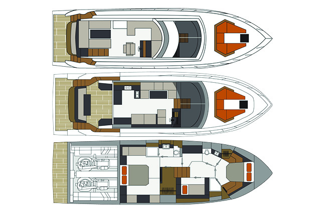 layout Cruisers Yachts 54 fly all deck – Ita Yachts Canada