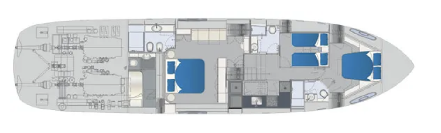 Pershing Layout layout Pershing lower deck 3 cabins – Ita Yachts Canada