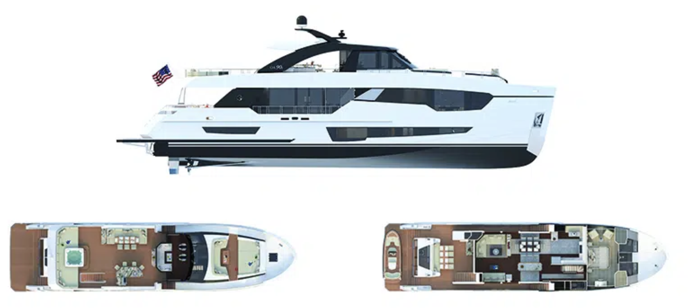 Layout Ocean Alexandr 90R fly & main deck – Ita Yachts Canada