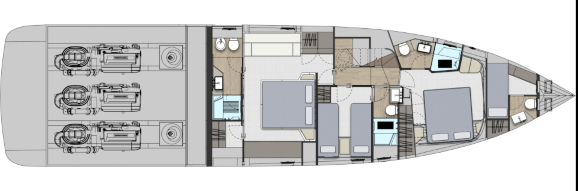 Pershing Layout Layout Pershing GTX70 lower deck – Ita Yachts Canada